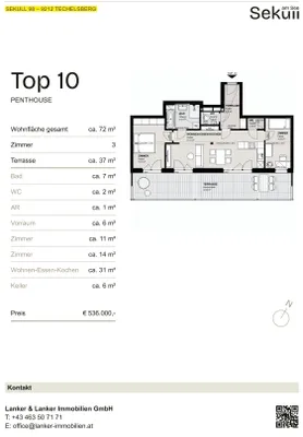 3-Zimmer-Wohnung kaufen in Klagenfurt Land – 72 m², € 536.000 – Bild 5 von 5