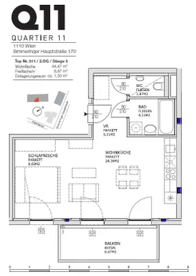 1-Zimmer-Wohnung mieten in Wien – 43,5 m², € 875 – Bild 12 von 13