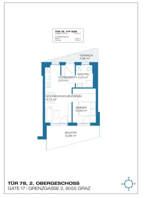 2-Zimmer-Wohnung mieten in Graz – 37,91 m², € 531 – Bild 11 von 11