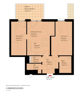 3-Zimmer-Wohnung inkl hochwertiger Markenküche, Außenfläche und Kellerabteil / K2-24