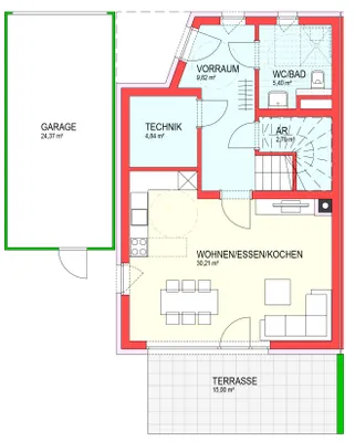 4-Zimmer-Haus mieten in Amstetten – 106,95 m², € 1.073 – Bild 2 von 3