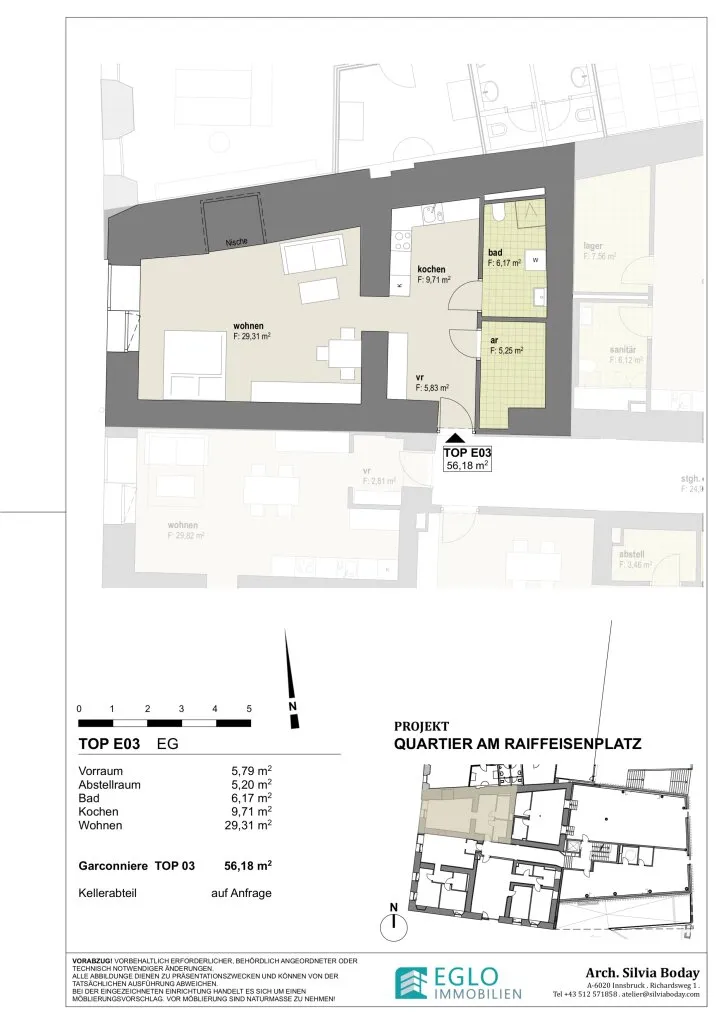 Anlegerwohnung Top E03, Garconniere mit getrennter Küche, dzt.. vermietet, Innsbruckerstraße 15, 6130 Schwaz - Ansicht 2
