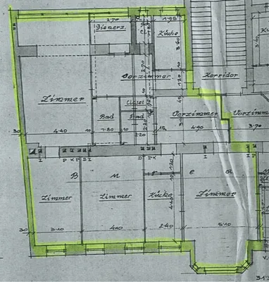 BACHERPLATZ, 187 m2 Stilaltbau, 4 Zimmer, Küche, Wannenbad, Parketten, WG-geeignet, 1. Etage – Bild 3