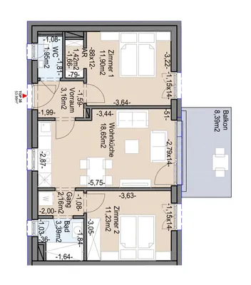 3-Zimmer-Wohnung mieten in Graz – 54,49 m², € 802